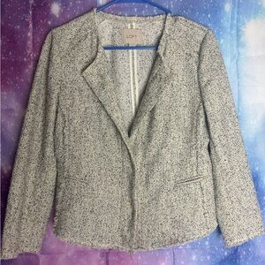 LOFT Black and Cream Textured Blazer